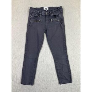 Paige Indio Zip Jeans Womens 26 Gray Charcoal Low Rise Skinny Stretch Denim USA